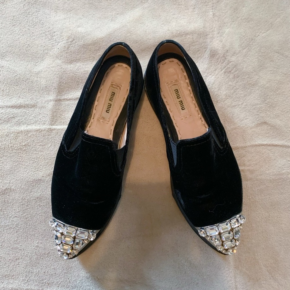 AUTHENTIC MIU MIU EMBELLISHED CAP-TOE SNEAKERS !!